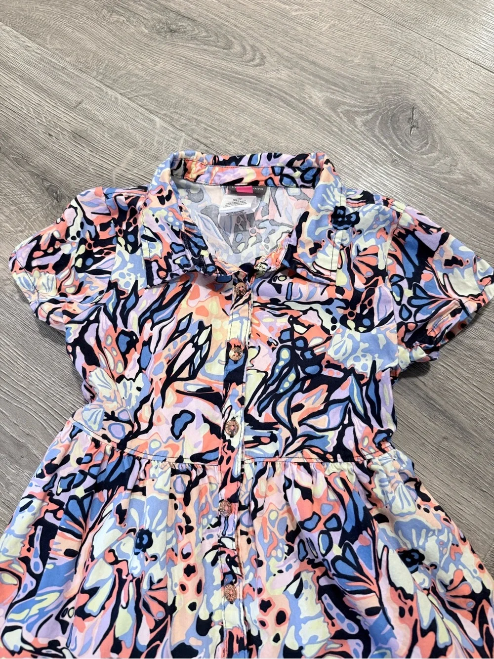 Vince Camuto Girls' Pink, Blue & Black Abstract Floral Dress